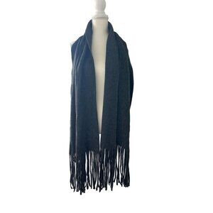LUCKY BRAND Long Gray Knit Fringe Unisex Scarf